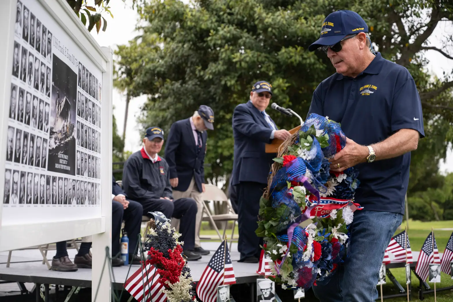 Long Beach Press Telegram photo of wreath laying